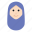 avatar, character, hijab, muslim, people, smile, woman 