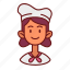 avatar, user, profile, woman, chef, cook, profession 