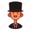 avatar, user, profile, male, magician, man with moustache, profession 