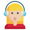 girl, earphone, female, woman, profile, user, account, human, avatar icon