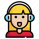 girl, earphone, female, woman, profile, user, account, avatar icon