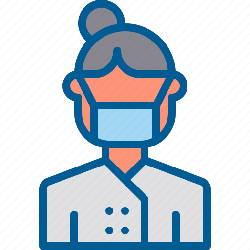 Chef, coronavirus, face mask, female, restaurant, woman icon - Download on Iconfinder