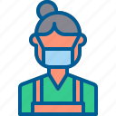 avatar, barista, coronavirus, face mask, female