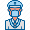 avatar, coronavirus, face mask, hat, male, police, security