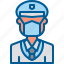 avatar, coronavirus, face mask, hat, male, police, security 