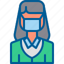 avatar, coronavirus, face mask, girl, long hair, woman