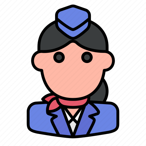 Air hostess, flight attendant, professional, stewardess, woman icon - Download on Iconfinder