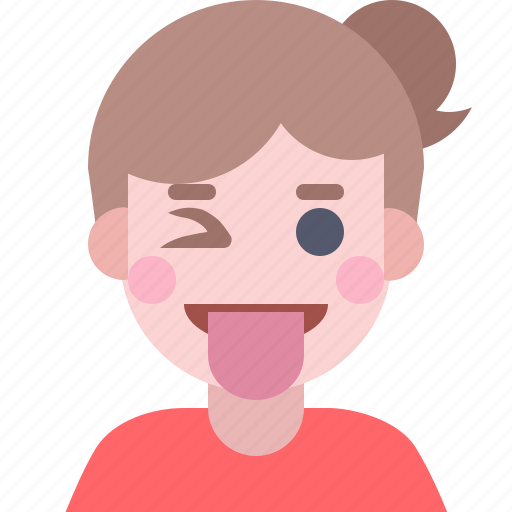 Brunette, emoji, emoticon, girl, smile, stuck out tongue, winking icon - Download on Iconfinder