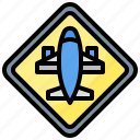 airport, caution, plane, sign, warning