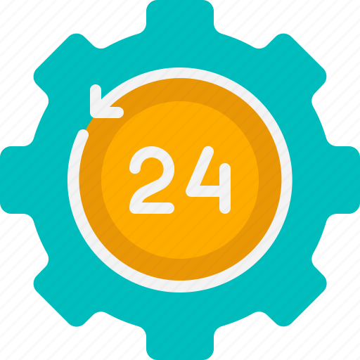 24 hours, support, help, service, gear, tech support, customer care icon - Download on Iconfinder