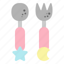 spoon, fork, baby, infant, dining, feeding 