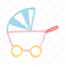 cart, baby, stroller, pram, child, doodle