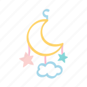 mobile, baby, moon, star, toy, doodle