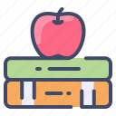 apple fruit, book, education, learning, student, study