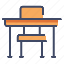 chair, class, desk, education, school, student