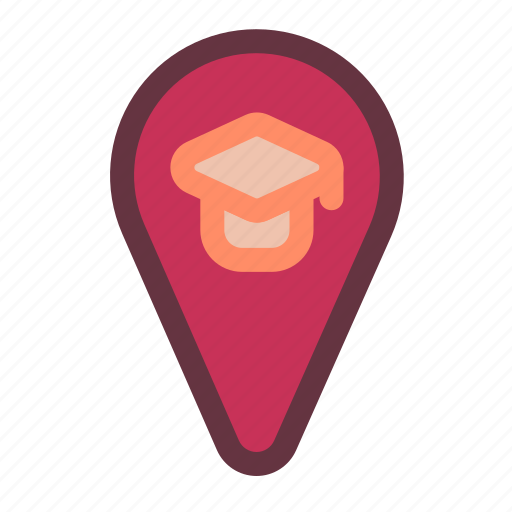 Graduation, location, map, pin, navigation, school, graduate icon - Download on Iconfinder
