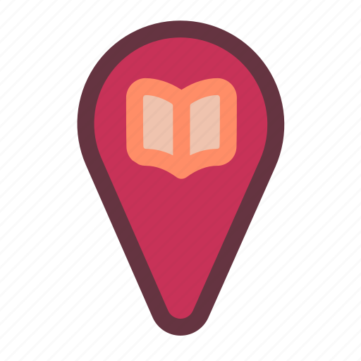 Book, location, pin, navigation, gps, education, library icon - Download on Iconfinder
