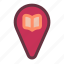 book, location, pin, navigation, gps, education, library 