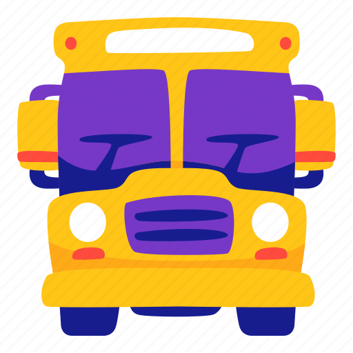 School, bus, transportation, stickers, sticker illustration - Download on Iconfinder
