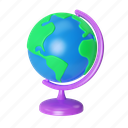globe, render, illustration, school, education, learning, back, earth, map 