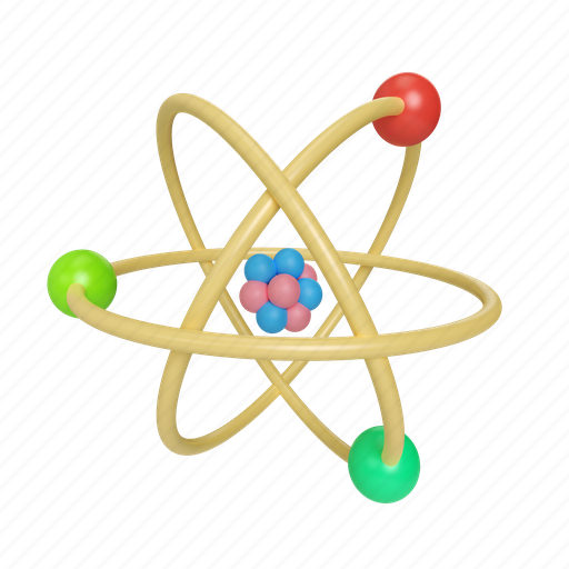 Atom, illustration, molecule, material, science, physics, school 3D illustration - Download on Iconfinder