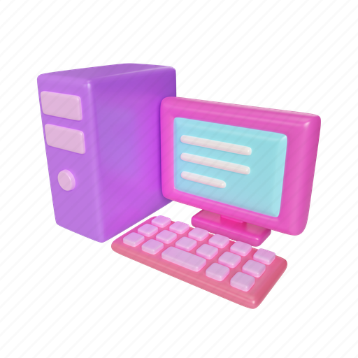 Computer, render, illustratiom, monitor, hardware, desktop, pink 3D illustration - Download on Iconfinder