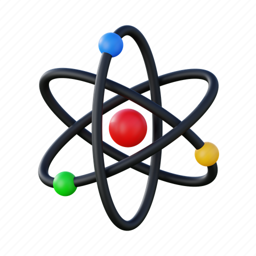 Atom, nuclear, laboratory, molecule, science, physics, education 3D illustration - Download on Iconfinder