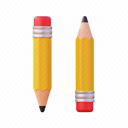 Pencil, draw, write, pen, school, study, learning 3D illustration - Download on Iconfinder