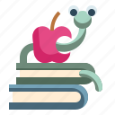 apple, books, bookworm, education, reading