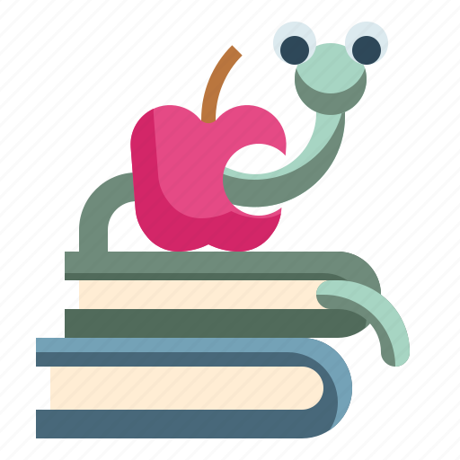 Apple, books, bookworm, education, reading icon - Download on Iconfinder