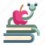 apple, books, bookworm, education, reading 