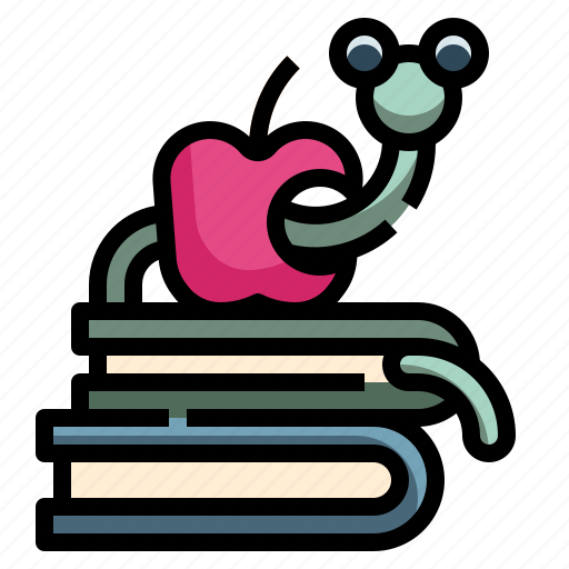 Apple, books, bookworm, education, reading icon - Download on Iconfinder