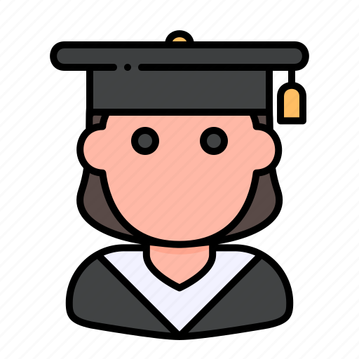 Graduate, graduation, mortarboard, school, student, user, woman icon - Download on Iconfinder