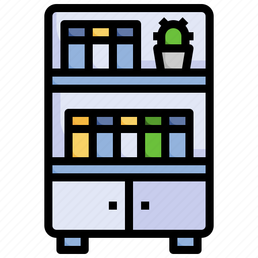 Bookshelf, bookcase, furniture, and, household, storage icon - Download on Iconfinder