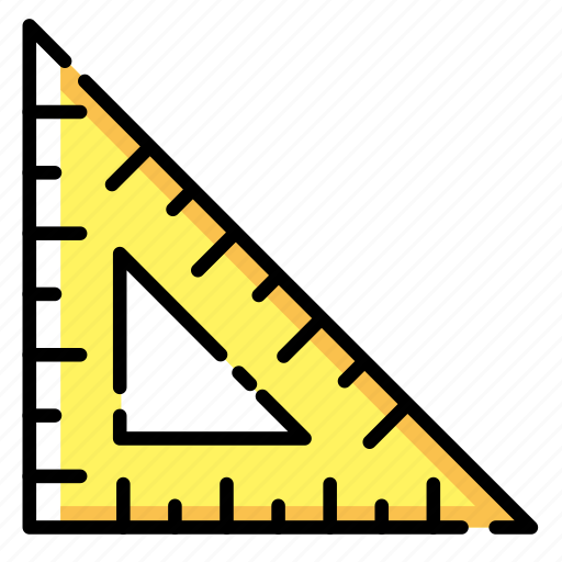 Premium Vector  A yellow ruler with a triangle on the bottom.
