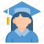 female student, graduating student, graduation cap 