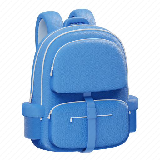 Backpack, blue, bag, school, travel-bag, education, school-bag 3D illustration - Download on Iconfinder