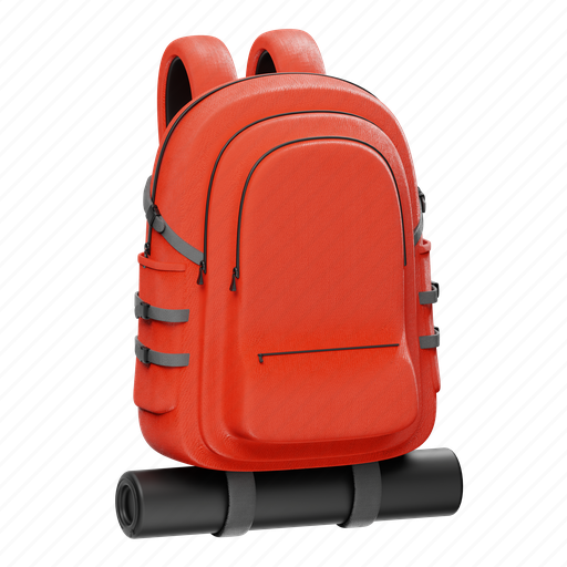 Backpack, bag, school, travel-bag, school-bag, school bag, red 3D illustration - Download on Iconfinder