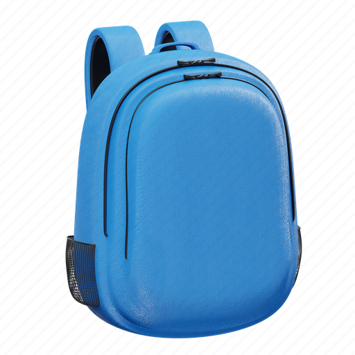 Backpack, blue, bag, school, travel-bag, education, school-bag 3D illustration - Download on Iconfinder