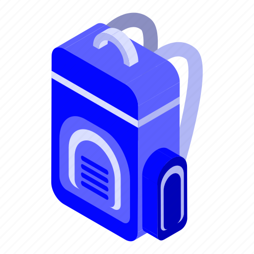 Backpack, blue, book, cartoon, child, fashion, isometric icon - Download on Iconfinder