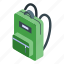 backpack, cartoon, fashion, green, isometric, sport, water 