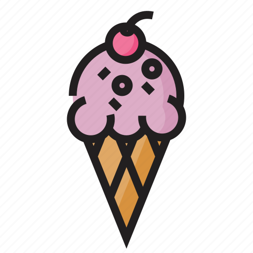 Bakery, cherry, fruit, ice cream, ice cream cone, sparkle, sweet icon - Download on Iconfinder