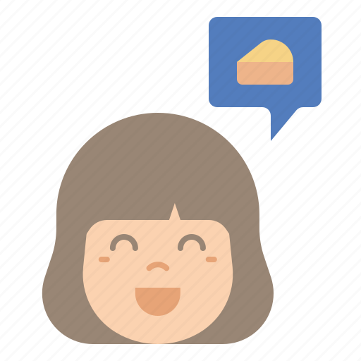 Girl, woman, bubble, cake, sweet, dessert, user icon - Download on Iconfinder