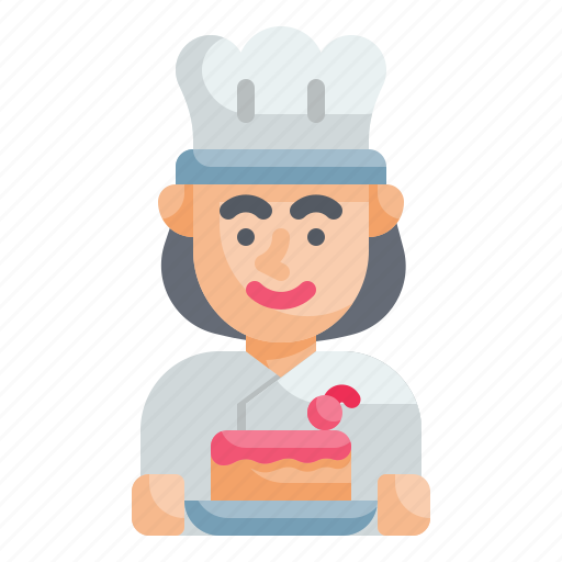 Baker, woman, chef, cake, professions icon - Download on Iconfinder