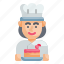 baker, woman, chef, cake, professions 