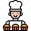 bakery, baked, chef, cupcake, cook, restaurant 