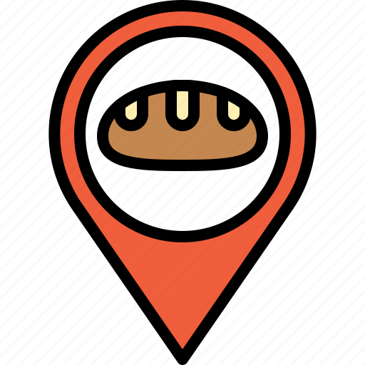Bakery, baked, bread, shop, location, pin icon - Download on Iconfinder