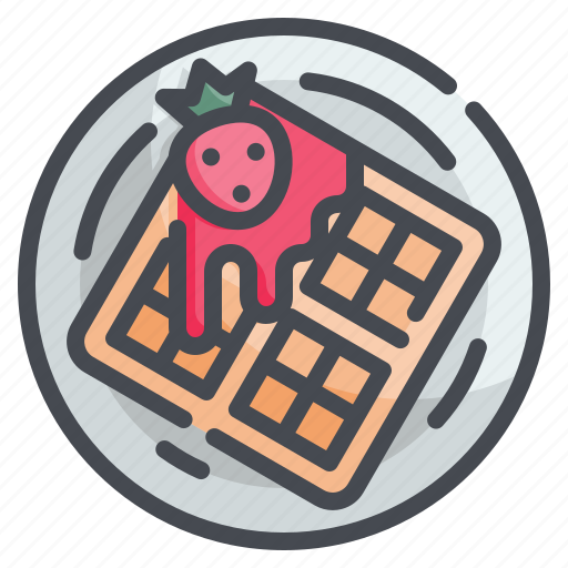 Waffle, strawberry, dessert, bakery, sweet icon - Download on Iconfinder