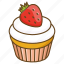 bakery, cake, confectionary, cup, cupcake, dessert, strawberry 