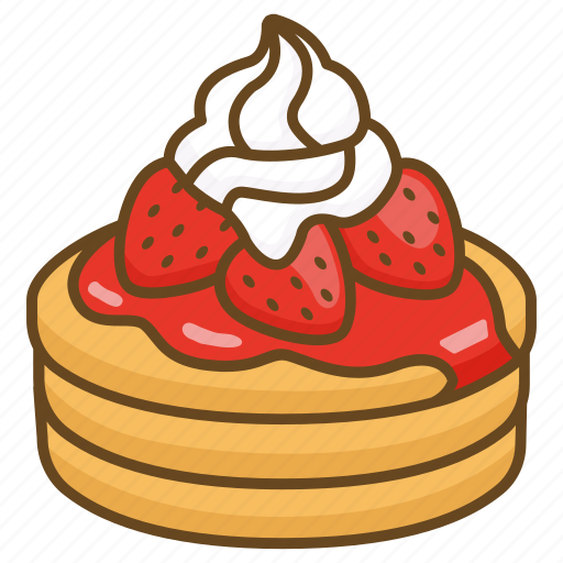 Cake, cream, dessert, flapjacks, pancake, strawberries icon - Download on Iconfinder
